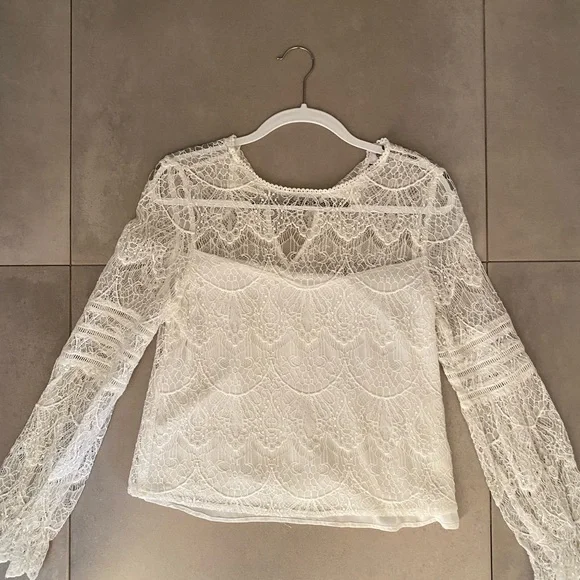 REVOLVE White Lace Long-Sleeve Blouse - Picture 2 of 6